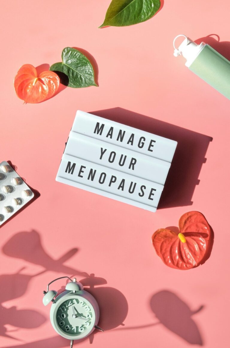 Colorful canvas and manage your menopause banner on top