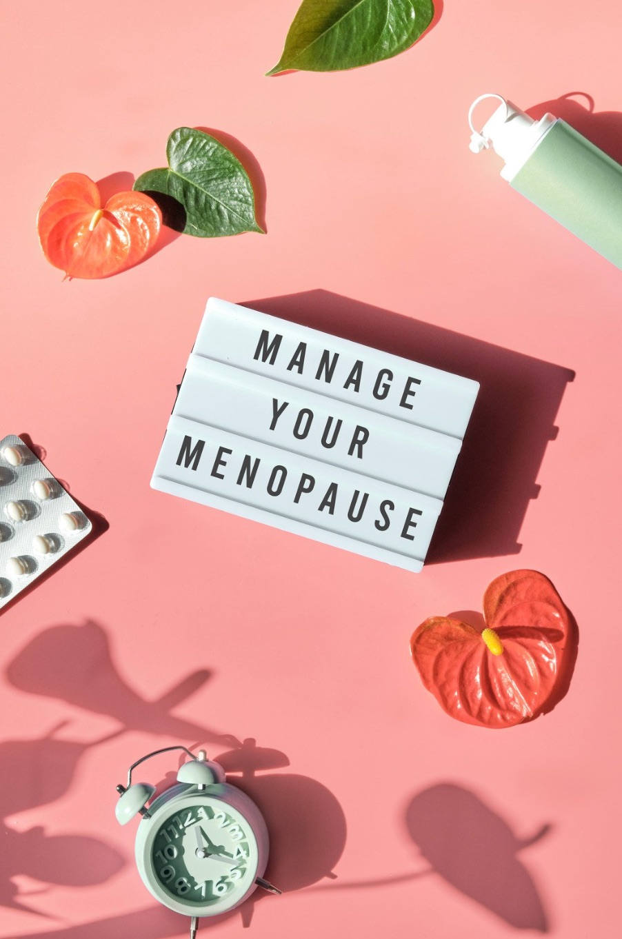 Colorful canvas and manage your menopause banner on top